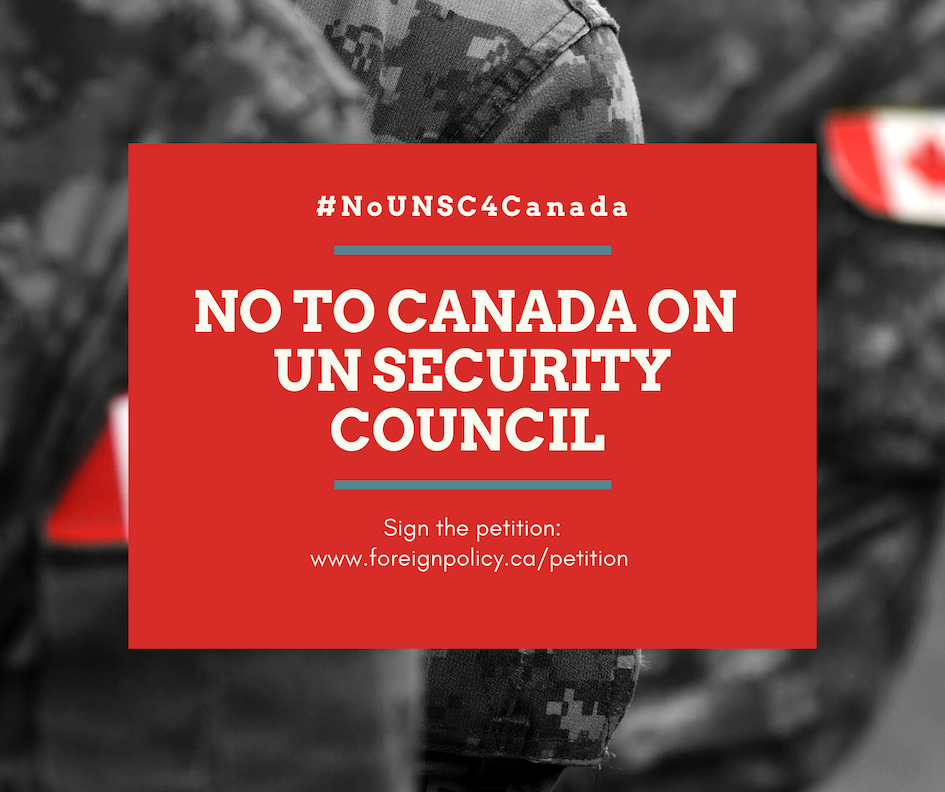 Non au Canada au conseil de sécurité de l'ONU