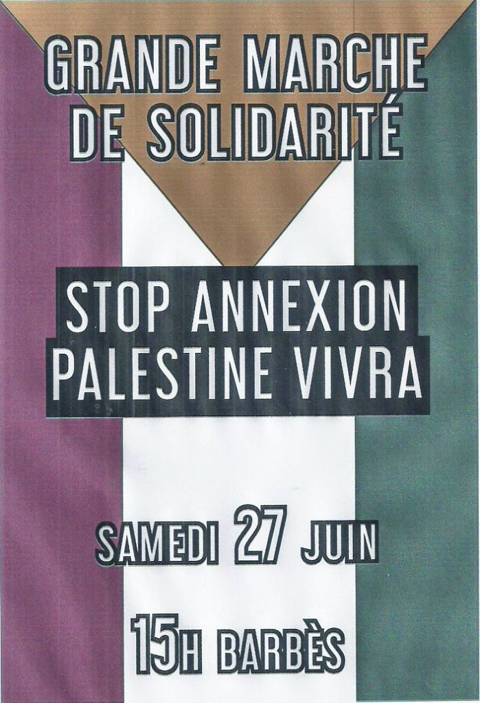 Manifestation Palestine 27 juin Barbès

