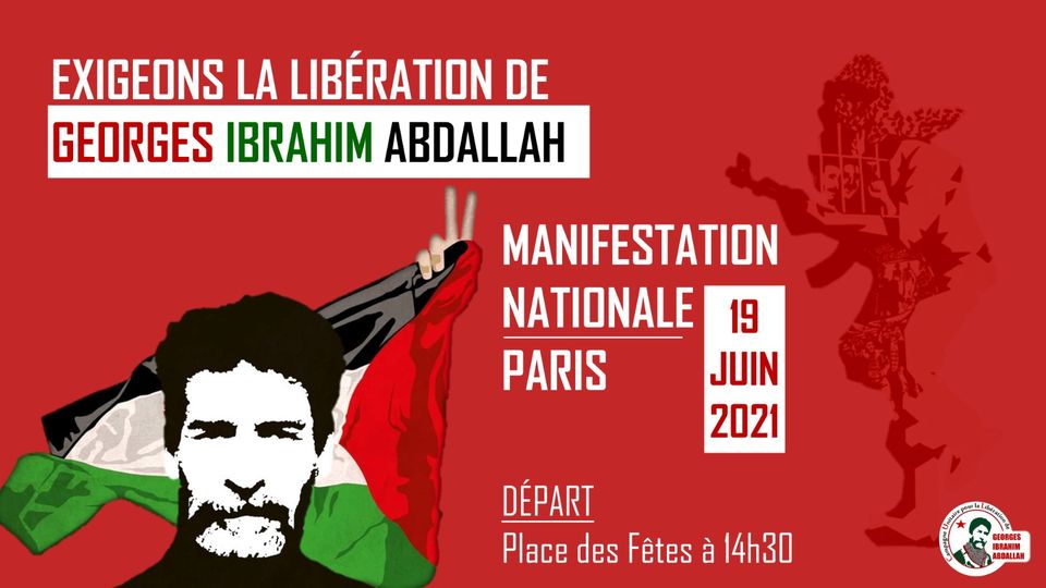 Manifestation pour la libération de Georges Abdallah le samedi 19 juin à Paris