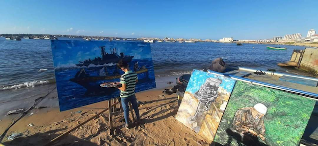 La souffrance des pêcheurs palestiniens... sur toile