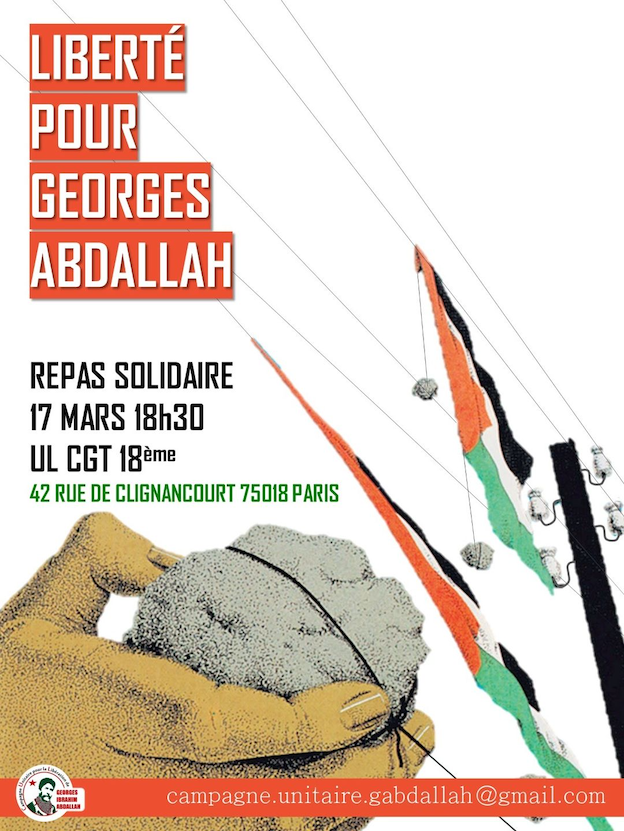 Repas solidaire pour Georges Abdallah ce vendredi à Paris
