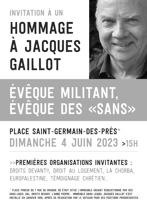 Hommage à Jacques Gaillot le 4 juin prochain à Paris
