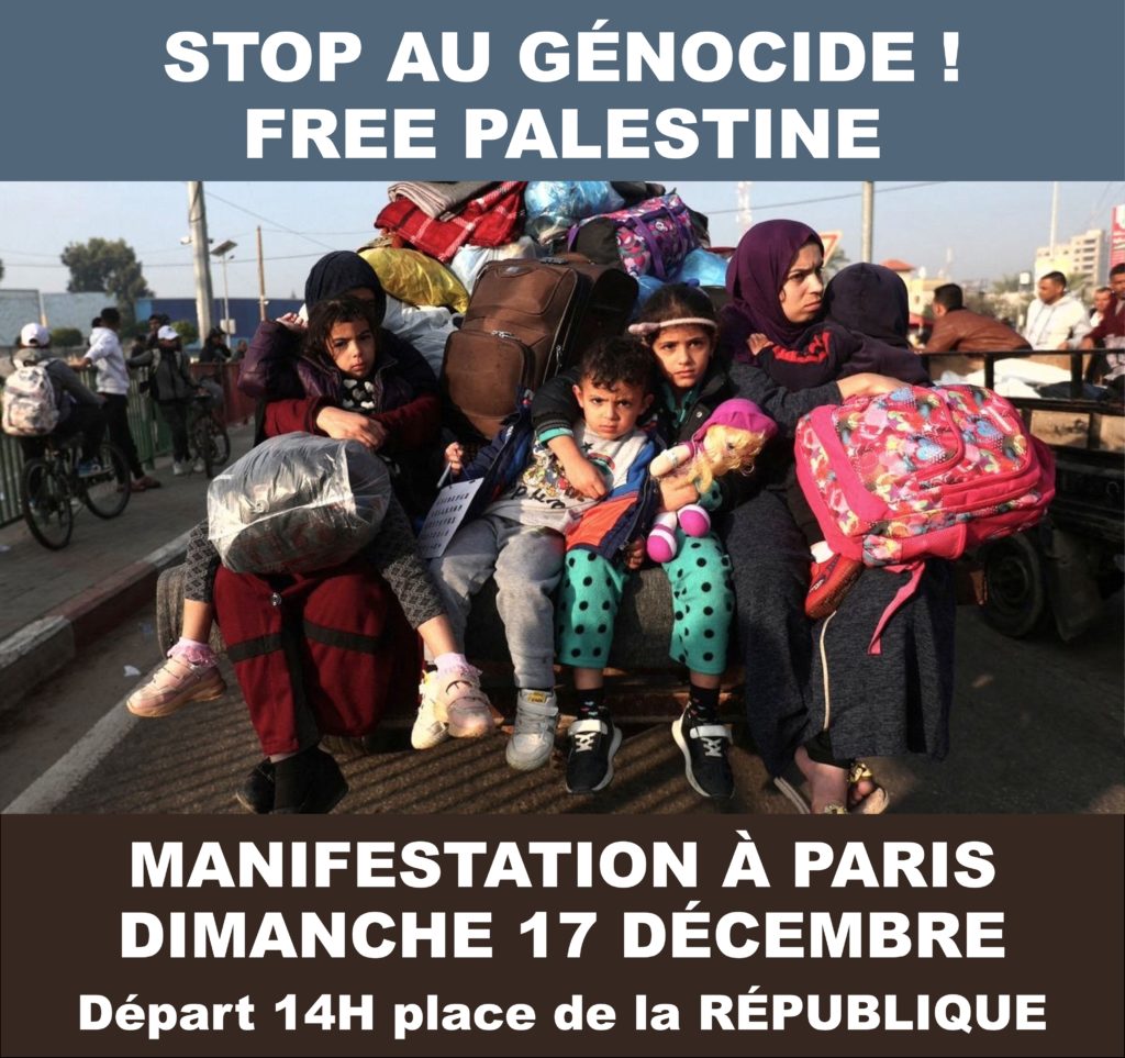 Stop au génocide ! Manifestons dimanche à Paris