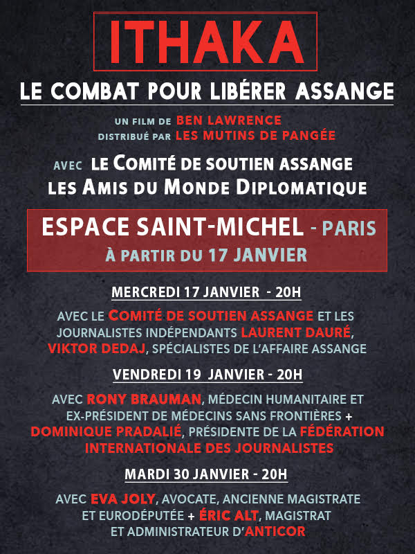 Continuons à soutenir Julian Assange : Débats et projections à l'agenda !
