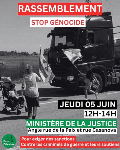 Rassemblement à Paris ce jeudi ! Des sanctions contre les criminels de guerre et leurs soutiens !
